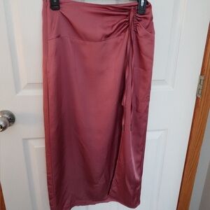 Anthropologie Satin Skirt in Dusty Rose